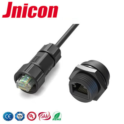 UL PA66 Screw Locking Nylon Cat5e M19 RJ45 Waterproof Connector