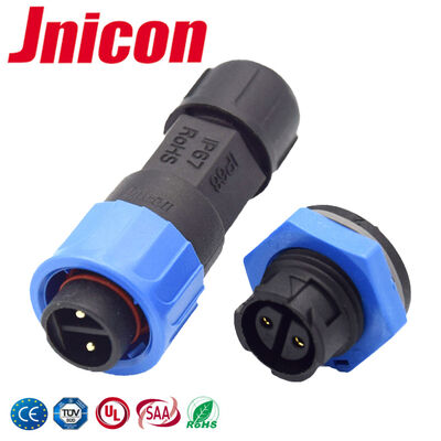 M16 IP68 Bağlantısı 10A 2 Pin Dairesel Plastik UL94-V0 İtme Kilit Bağlantıları