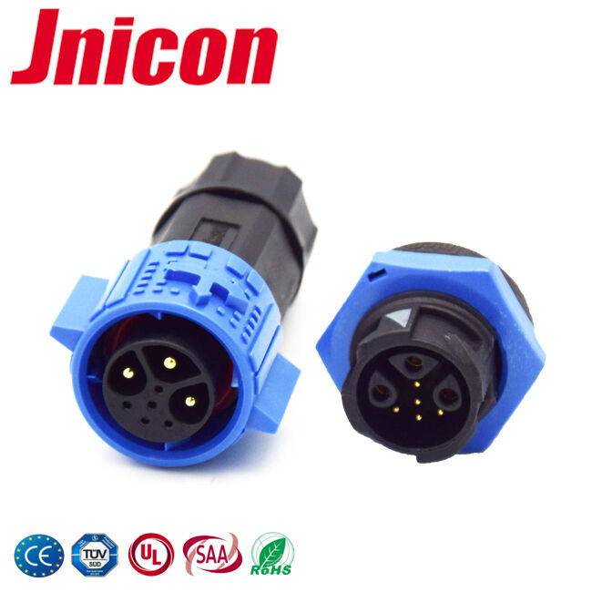 M19 3+5 Multi-Pin IP67 Panel Mount Connector 15A+5A Dairesel İtme Kilitli Bağlantılar