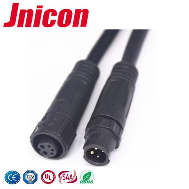 PA66 M12 2+3 Pin Dış Su geçirmez Kablo Bağlantıları Güç Sinyalı Işık Bağlantıları