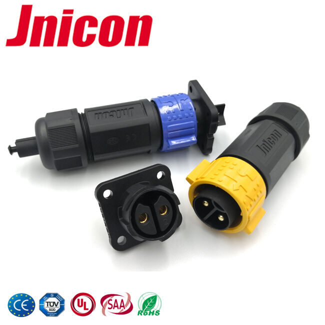 IP67 Güç Bağlantısı 2 Pin Plug ve Soket Bağlantıları Endüstriyel Otomasyon için PA66 Malzeme