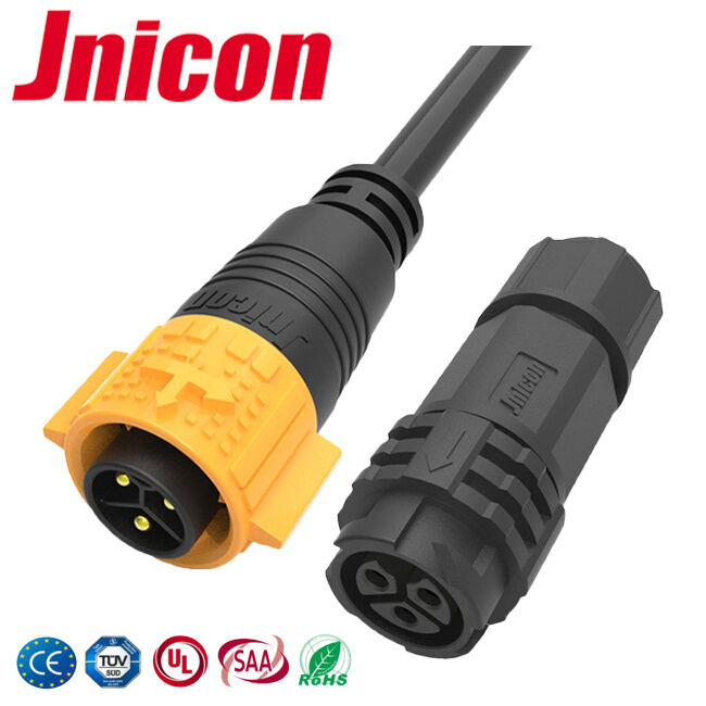 IP68 3 Pin 20A Erkek Dişi Konnektör ODM İtme Kilidi Güç 12AWG Maks Konnektör
