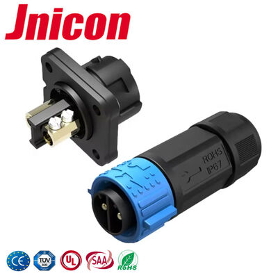 50A M25 2 Pin Döner Güç Bağlayıcısı IP67 Elektrik Kablosu Takıma Bağlayıcılar